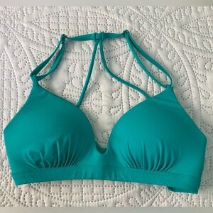 Athleta Teal Aqua Blue Green Strappy Supportive Cup Bikini Suit top XS